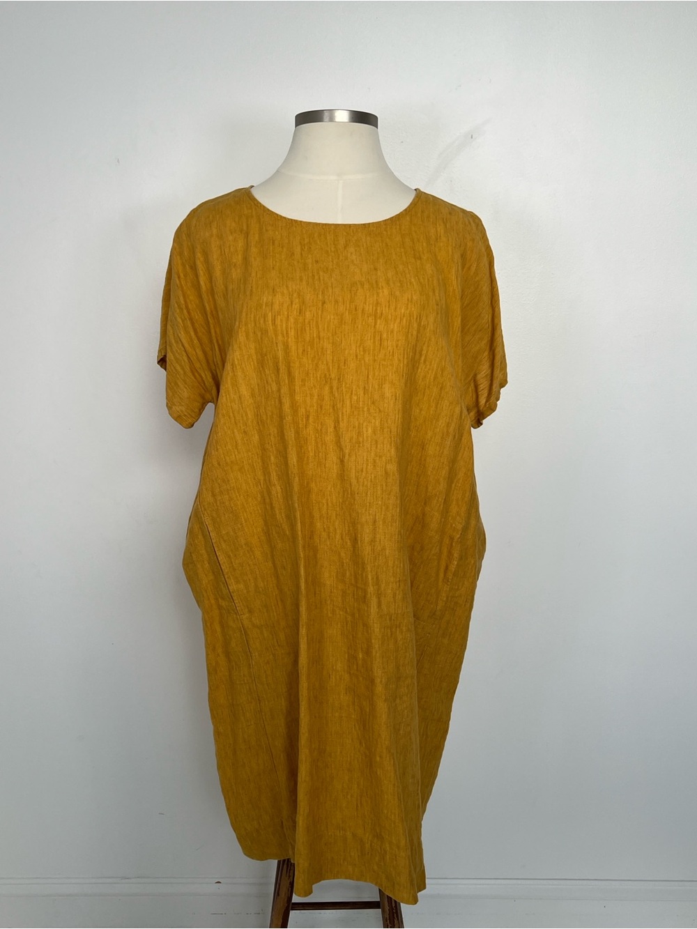 EUC! Eileen Fisher Yellow Linen Dress Size 2X